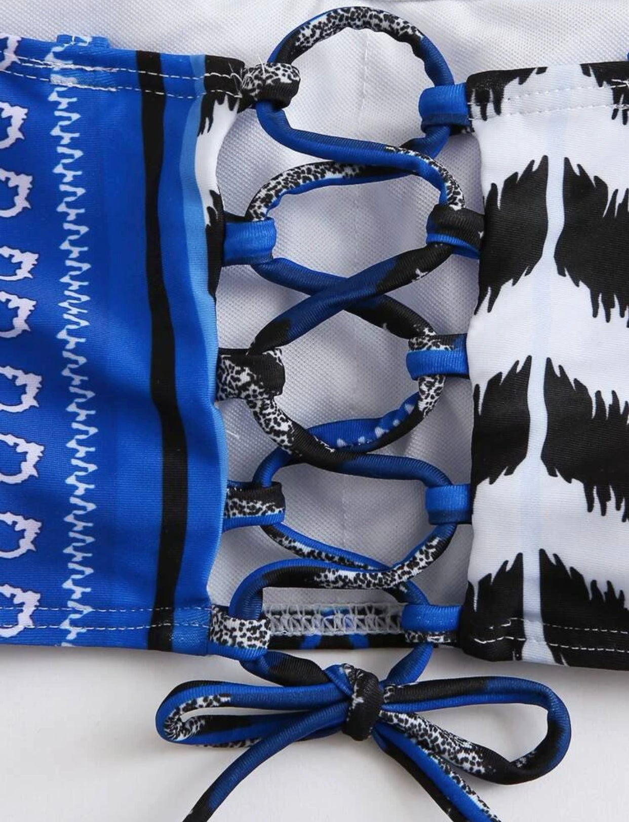 Lace-up back high waisted bikini swimsuit