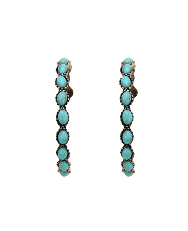 Turquoise decor hoop earrings