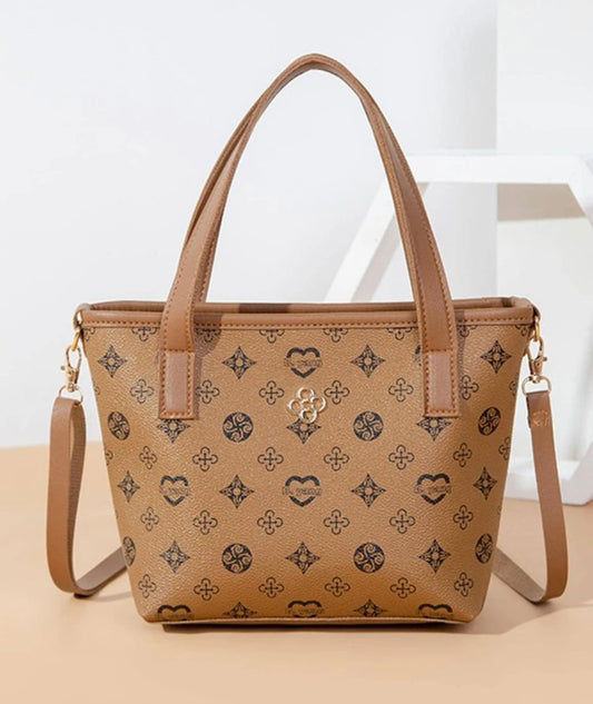 Geometric graphic metal decor bucket bag