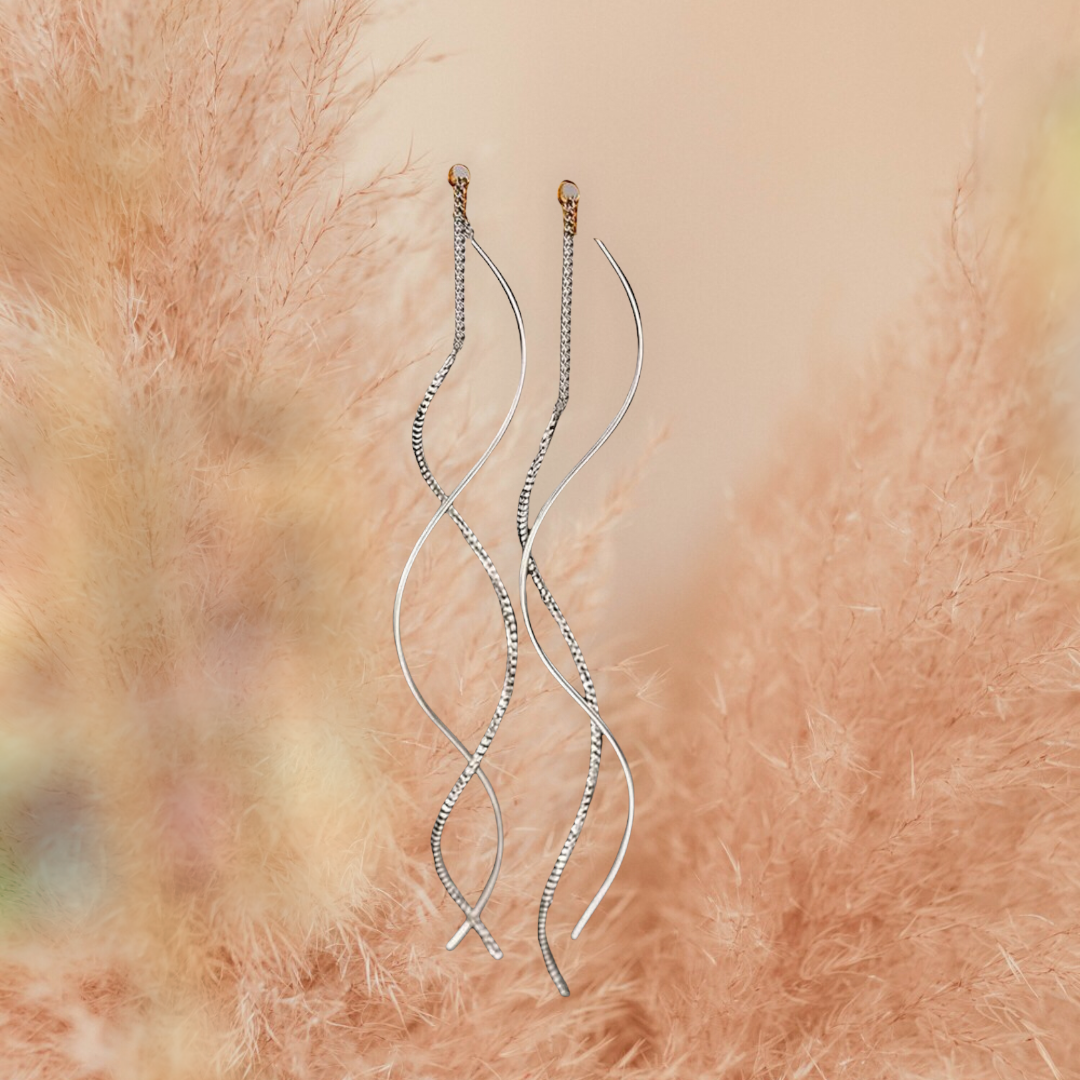 Silver decor threader earrings