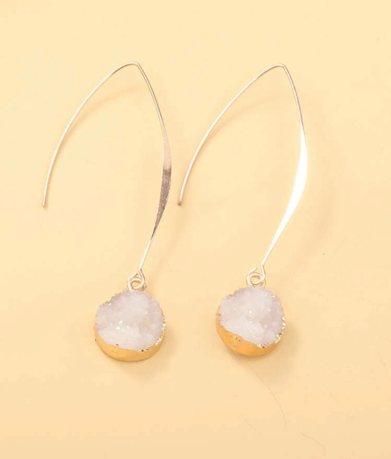 White crystal decor drop earrings