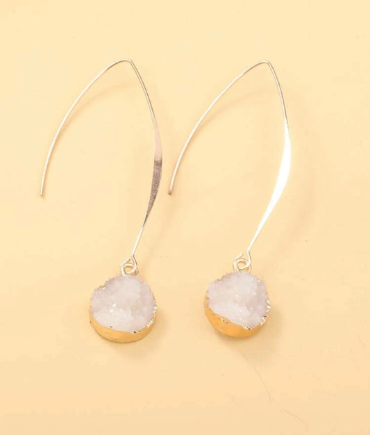 White crystal decor drop earrings