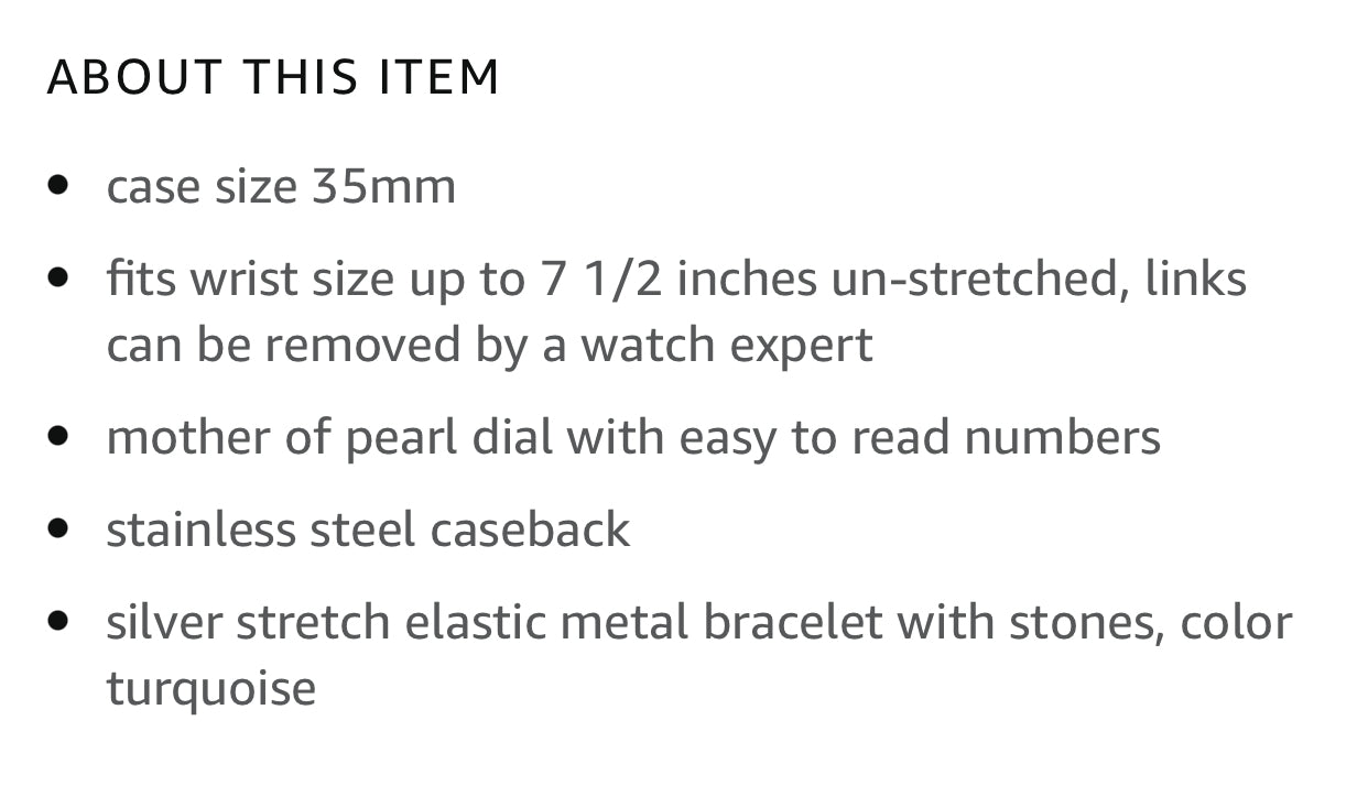 Unisex 35mm Turquoise Western Stretch Elastic Band Fashion Watch with Stones