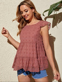 Maternity swiss dot ruffle hem top