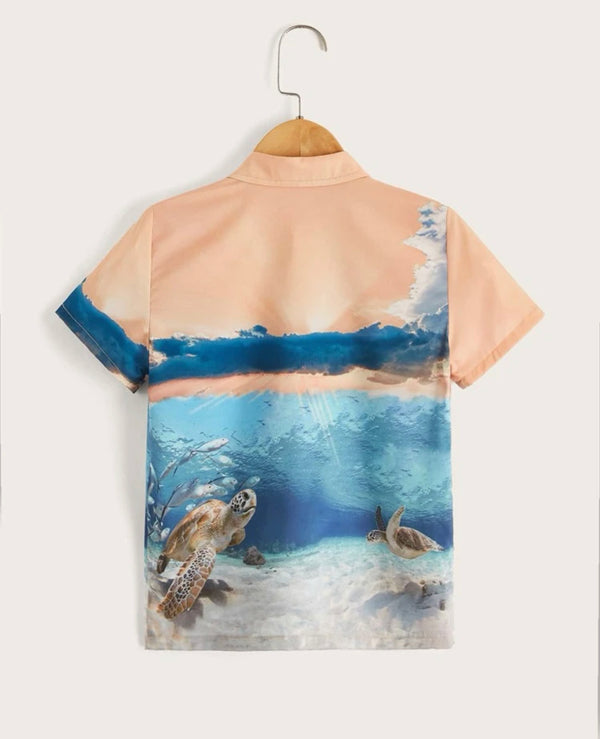 Toddler boys sea turtle print shirt
