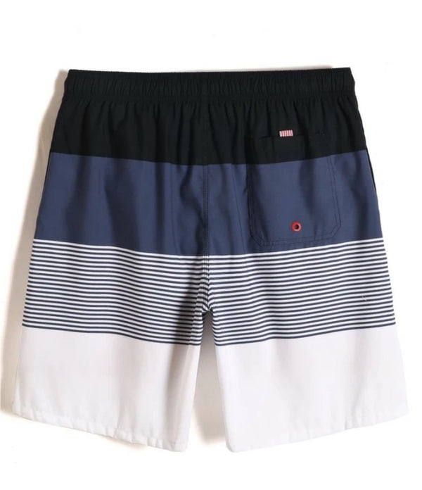 Men’s Colorblock Striped Print Drawstring Waist Swim Trunks - Christina’s unique boutique LLC