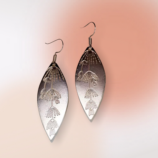Creative Plant Leaf Drop Earrings Silver Color Embossed Floral Willow Leaves Handmade Metal Women Statement Earrings