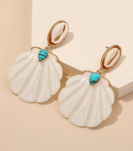 Shell design drop earrings