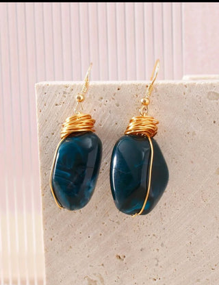 Blue stone dangle earrings