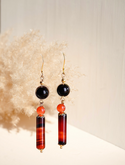 Unique stone decor dangle earrings