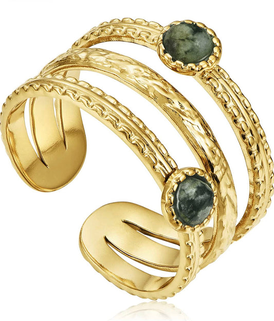 Gold Rings 14K Gold Plated Stackable Trendy Rings with Turquoise