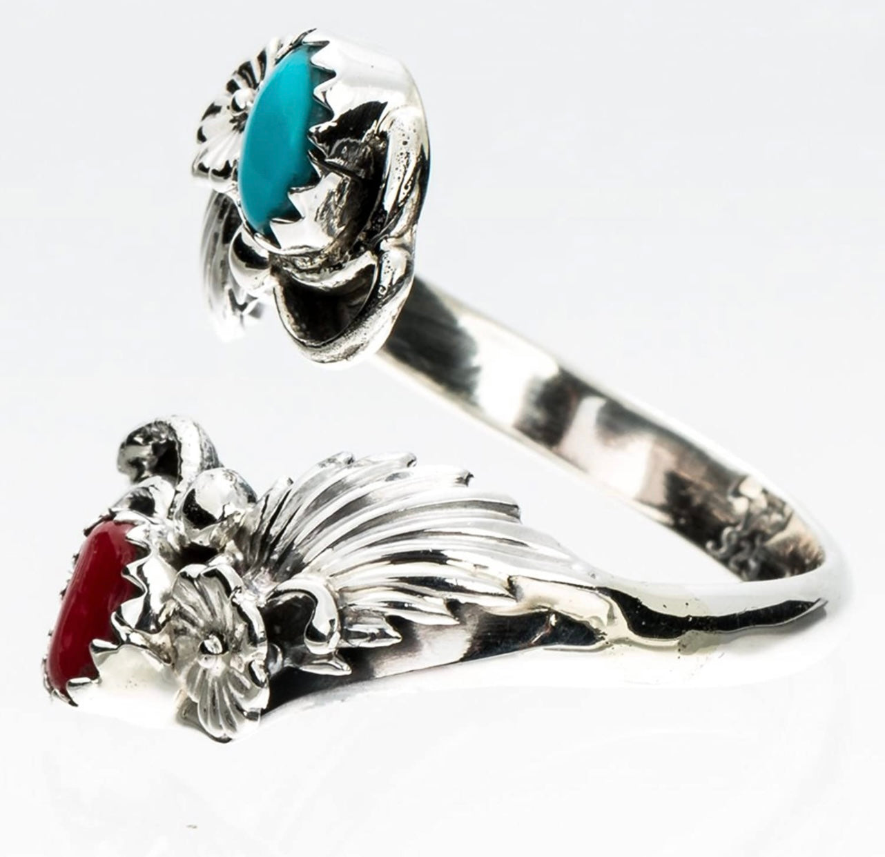 Sterling Silver Natural Turquoise Stone Ring. Adjustable in Size