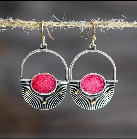 Vintage inspired two tone dangle earrings