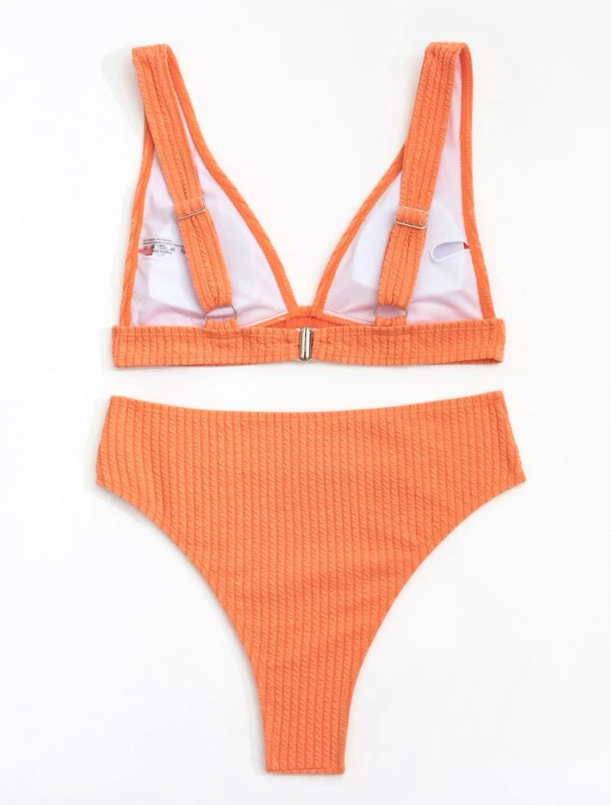 Solid high waisted bikini swimsuit