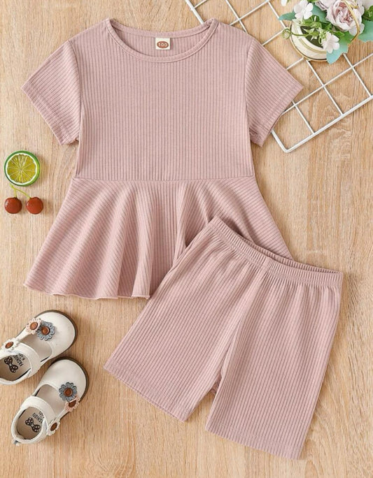 Toddler girls peplum hem tee & shorts