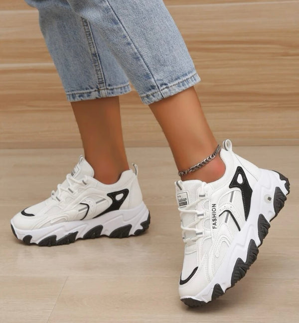 Letter detail lace-up front chunky sneakers