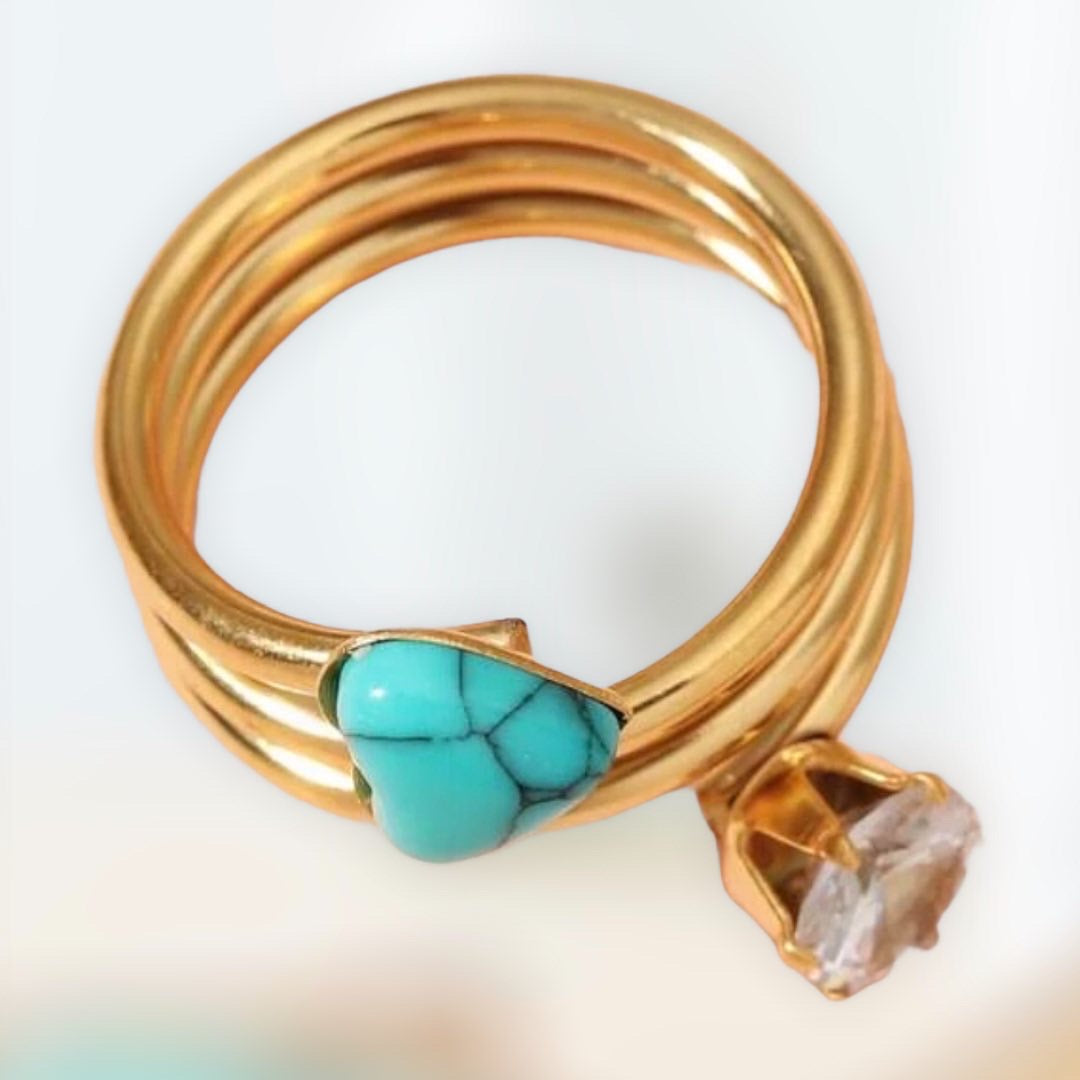 Rhinestone decor gold plated ring - Christina’s unique boutique LLC