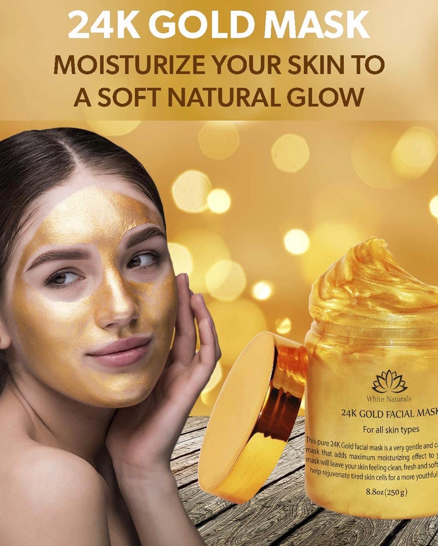 Gold Facial Mask By White Naturals: Anti-Aging 24K Gold Face Mask