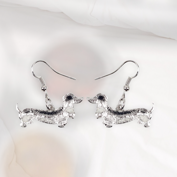 Blue Dachshund Dog Earrings