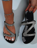 Rhinestone Decor Slide Sandals