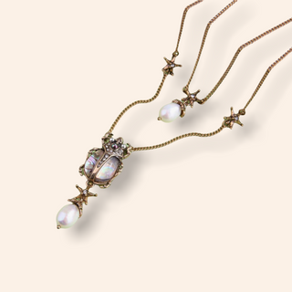 Beetle Dangle Earrings Vintage Style Pearls Skull Star Drop Necklace