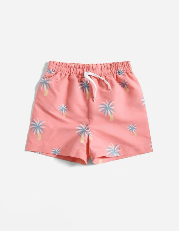 Boys Palm Tree Print Swim Shorts