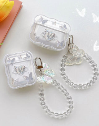 Butterfly & heart print clear case compatible with AirPods