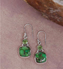Green Copper Turquoise Peridot Solid 925 Sterling Silver Dangle Earrings