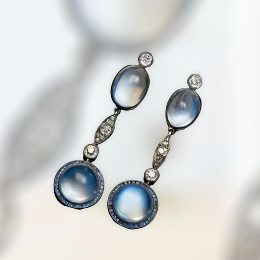 Retro Moonstone Earrings European and American Fashion Micro Earrings