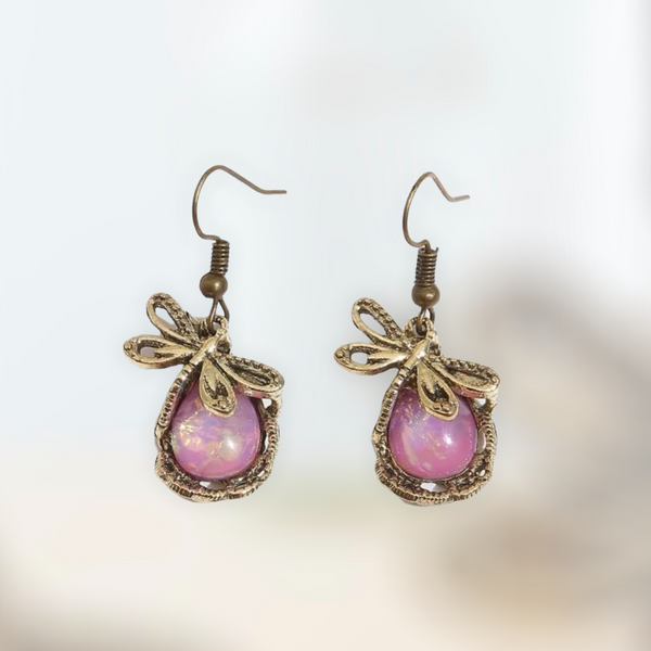 Dragonfly decor water drop earrings