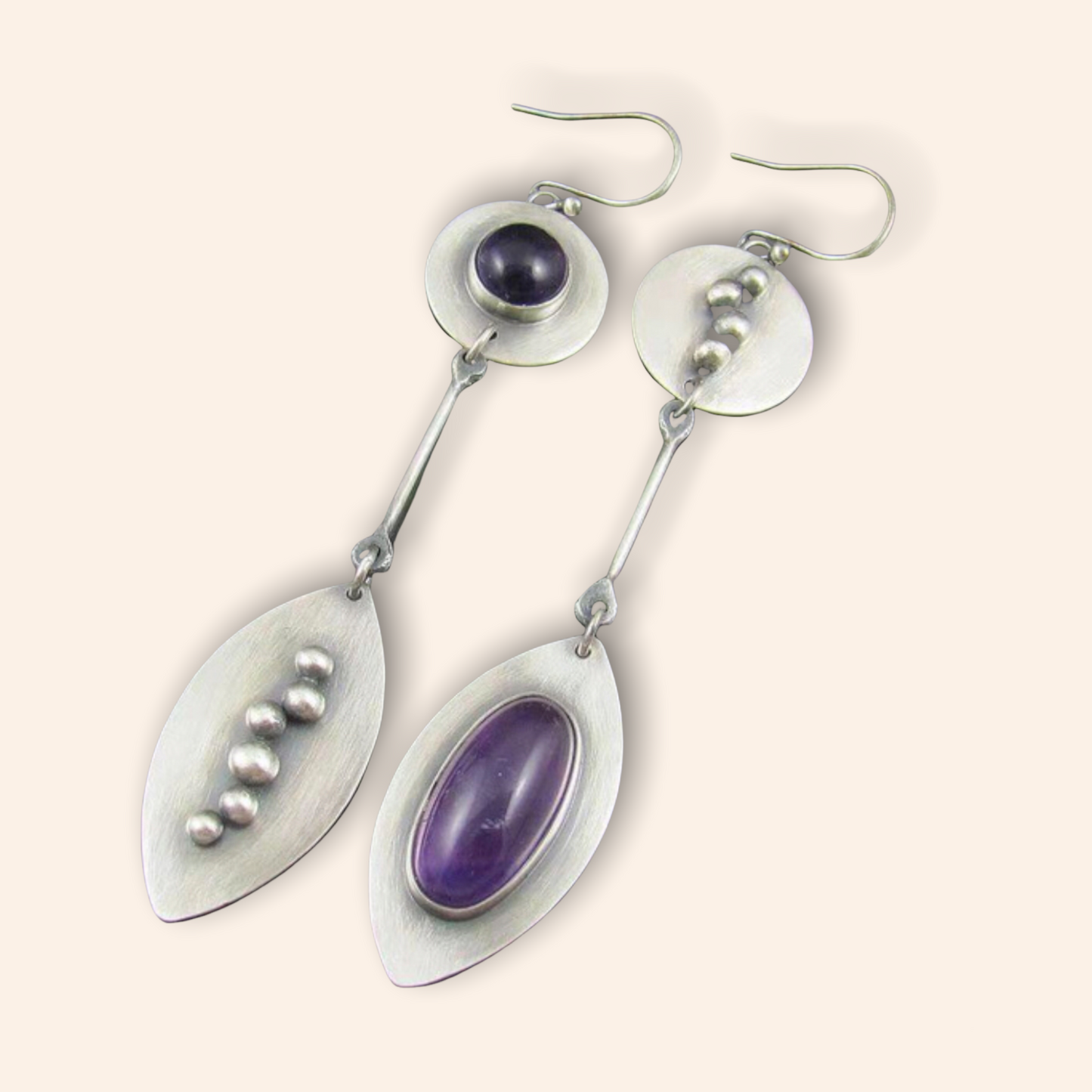 Vintage inspired asymmetric dangle earrings