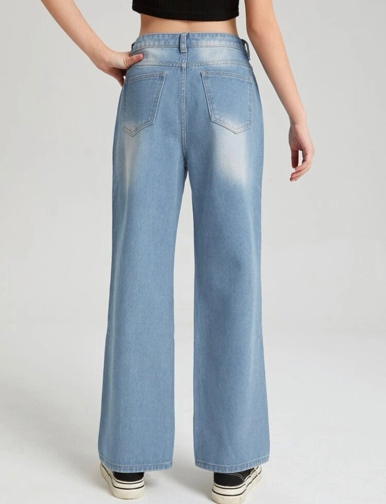 Teen Girls Ripped Straight Leg Jeans