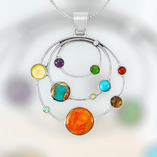 Planets Solar System Gemstone Pendant Necklace 20