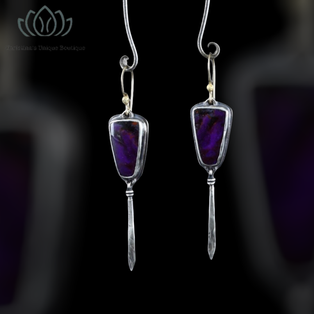 Pretty 925 silver purple turquoise dangle earrings - Christina’s unique boutique LLC