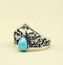 Tree design hollow out Larimar inspired ring. Size 8.