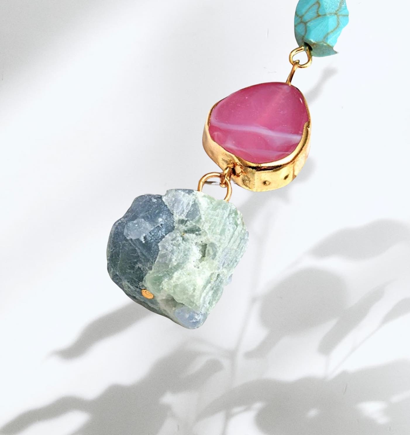 Colorful Long Irregular Natural Stone Earrings High-quality Handmade Drop Earrings.