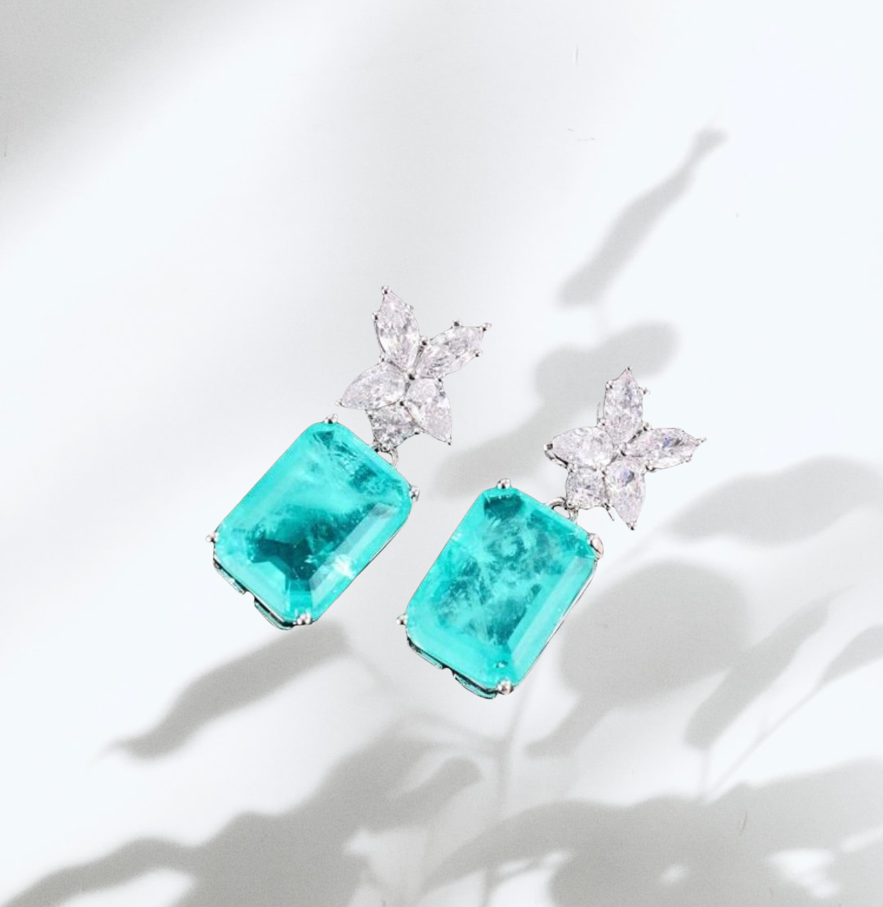 Geometric zircon drop earrings