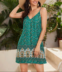 Double V-neck ditsy floral cami dress