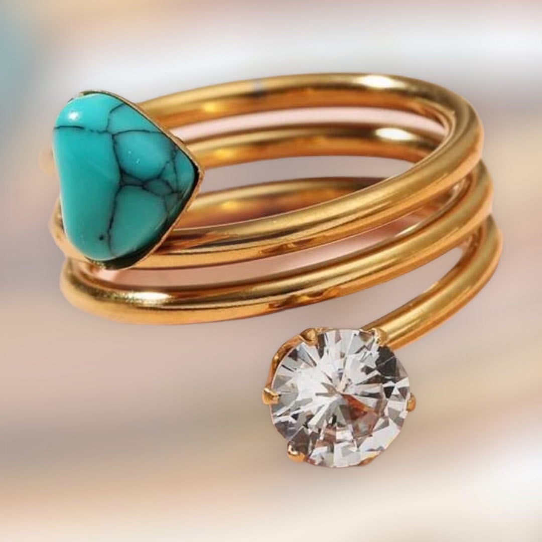 Rhinestone decor gold plated ring - Christina’s unique boutique LLC