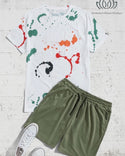 Men’s paint splash tee & shorts set - Christina’s unique boutique LLC