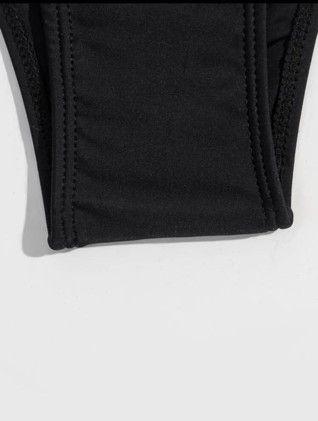 Flower embroidered trim high waisted bikini swimsuit