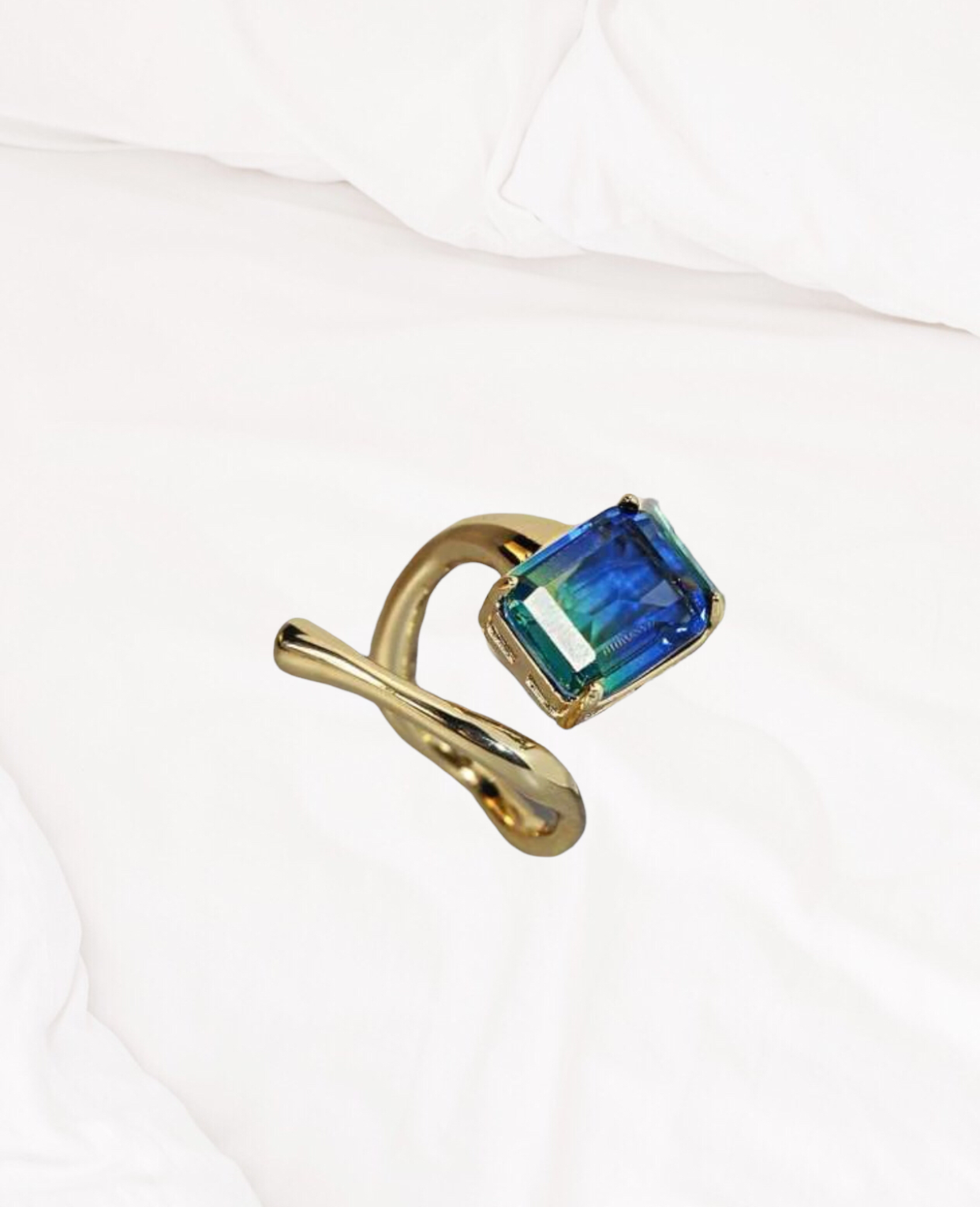 Gold plated Crystal decor cuff ring