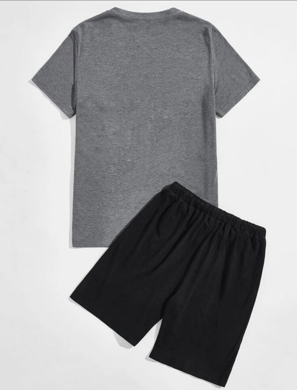 Men’s plant print color block tee with lounge shorts - Christina’s unique boutique LLC