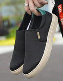 Men’s letter patch decor slip on shoes