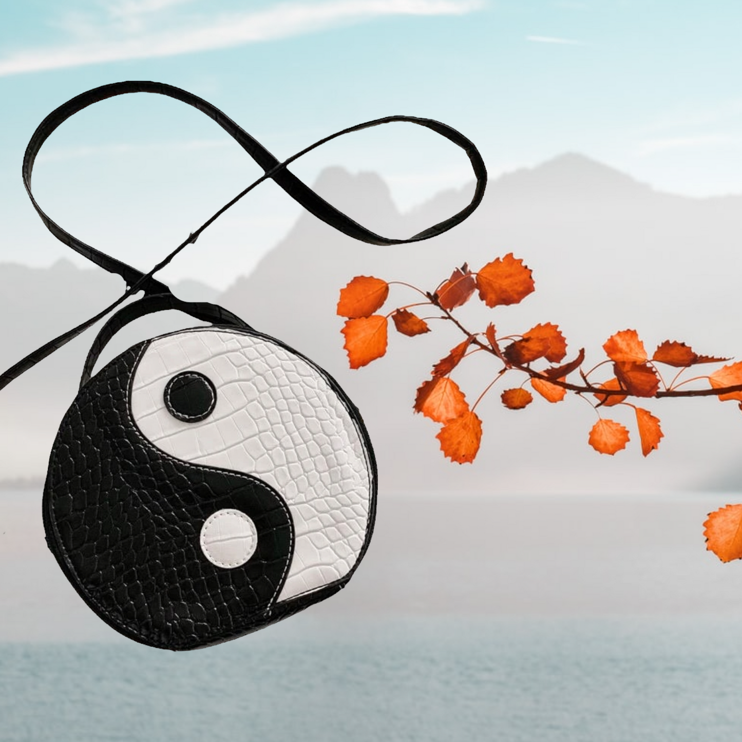 Yin & Yang design croc embossed satchel bag