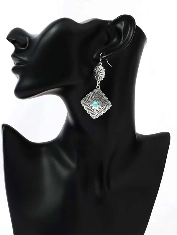 Turquoise decor geometric drop earrings