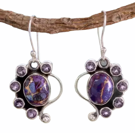 Vintage style purple turquoise inspired dangle earrings. - Christina’s unique boutique LLC