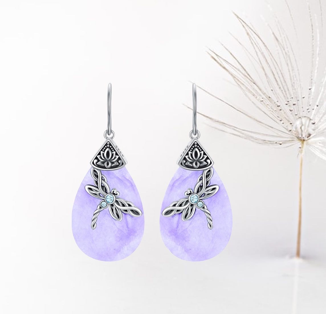 Sterling Silver Celtic Dragonfly Dangle Drop Earrings