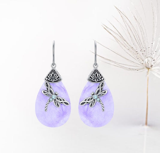 Sterling Silver Celtic Dragonfly Dangle Drop Earrings