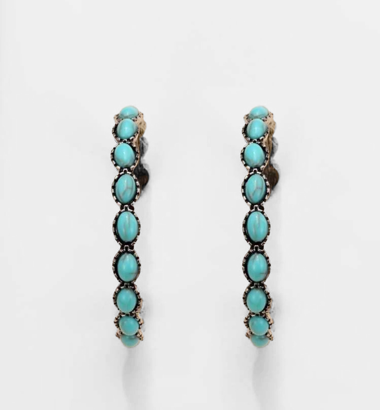 Turquoise decor hoop earrings